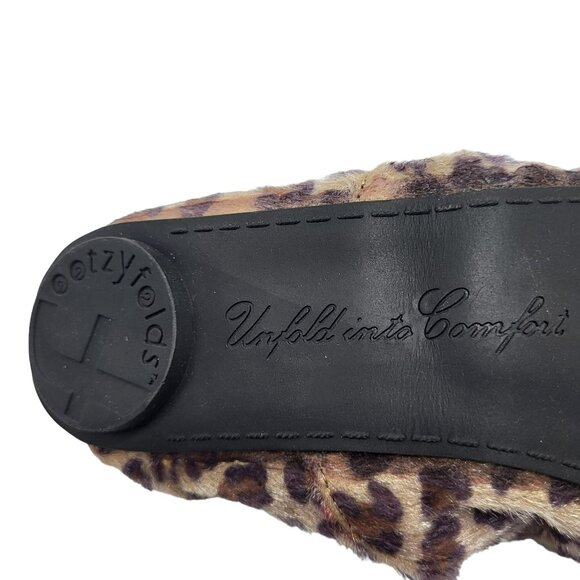 Footzy Folds Lace Up Cheetah Leopard Print Ballet Flat Fold Shoes Womens 6.5-7.5 - Picture 9 of 11